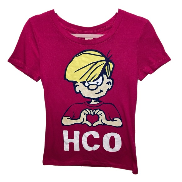 Hollister Medium Short Sleeve Graphic Heart Tee Pink/Red GUC 0847 - Picture 1 of 7